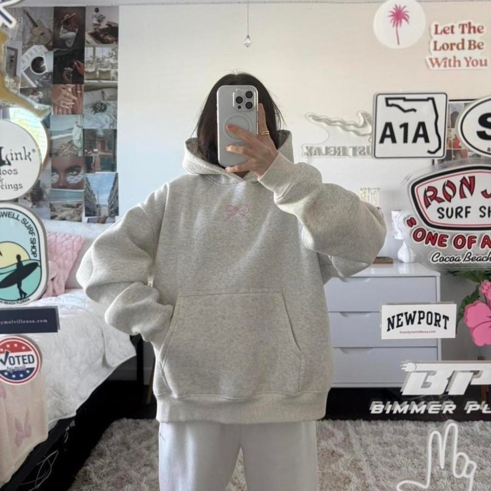 grey prisana bay bow hoodie‎